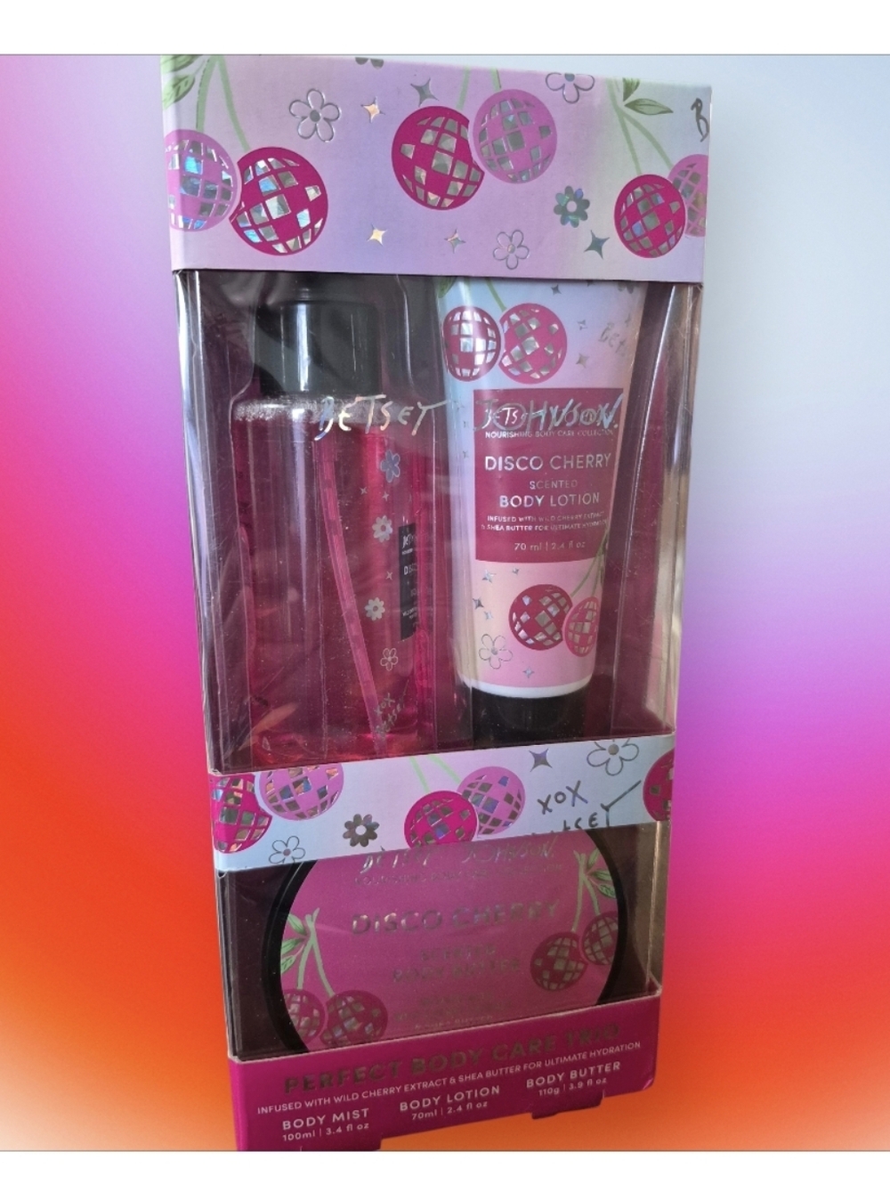 Betsey Johnson Nourishing Body Care Set featuring Disco Cherry Scent
